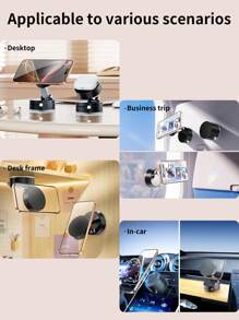 Foldable & Extendable Dual-Sided Magnetic Phone Holder With Vacuum Suction Cup, Multifunctional Magnetic Phone Stand Compatible With IPhone, Android Phones, Birthday Gift For Family And Friends, Summer Gift, Birthday Car Accessory, Car Phone Holder - Multicolor - View 4