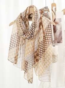 1pc Casual Polka Dot Printed Scarf, Shawl - Multicolor - View 11