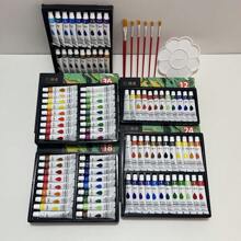 鲜艳的 36 色丙烯酸颜料套装 - 12 毫升/0.4 盎司丰富色彩颜料，适用于艺术家、学生、DIY 工艺品、木材、帆布、墙壁和服装绘画 - 无需底漆的多功能艺术用品 - 12ml/0.4oz - 查看 4