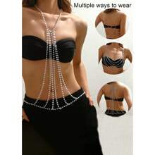 1 chiếc vòng cổ chuỗi hạt ngọc trai giả thời trang đa năng, phù hợp với trang phục hàng ngày, tiệc tùng và ngày lễ của phụ nữ - trắng - Xem 9