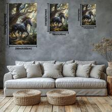 La Licorne Noire de la Forêt. Grande peinture murale encadrée en bois, décoration d'intérieur, peinture à l'huile - Chambre, salle de bain, salon, bureau, cuisine, cadeaux de Noël - 1 pièce