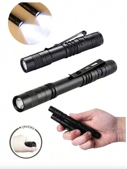 1pc LED Flashlight,Strong Light Portable Waterproof Waterproof Mini LED Torch With Clip,Multi Functional Portable Pen Light For Camping Outdoor Emergency Fishing Lighting, Camping Accessories