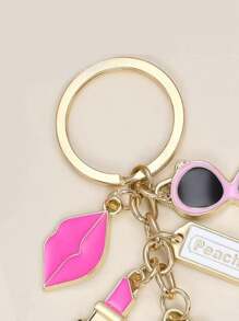 1pc Gold Lipstick Keychain, Suitable As A Gift