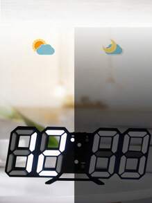 1 pièce Horloge réveil LED 3D numérique avec veilleuse, silencieuse, horloge électronique simple, horloge de bureau, horloge murale à brancher, ornement de bureau d'ordinateur, ambiant, horloge numérique 3D lumineuse, décoration de veilleuse pour chambre à coucher, salle de jeux e-sports