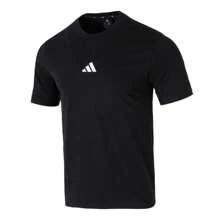 Adidas 男裝t卹運動服跑步健身舒適透氣休閒圓領短袖JY8562 - 黑色/白 - 查看 1
