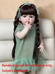 Lifelike 55 CM Can Stand Reborn Doll Toy With Full Soft Vinyl Body 22 Inch Alive Newborn Bebe Lovely Dress Up Birthday Gift (Some Parts Random)