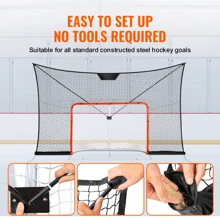 Red de hockey callejero, portería de hockey de acero para interior y exterior, juego de porterías de entrenamiento de hockey profesional con reglamentación oficial, portería de hockey portátil con red, fácil de montar, 72" x 48" o 54" x 44" - Juego de práctica, color negro (marco de portería no incluido) - Ver 5