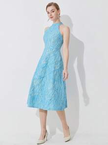 优雅提花女式无袖派对礼服，婚礼宾客礼服，适合鸡尾酒会 - 彩色 - 查看 11