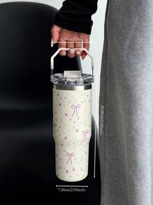 1 件 30 盎司手绘蝴蝶结和星星图案双层不锈钢隔热杯、平底杯、咖啡杯、汽车杯、水瓶、户外杯、茶杯、独特茶杯盖设计、适用于户外、办公室、家庭、学校、汽车等场景、生日礼物、节日礼物、母亲节礼物、父亲节礼物、返校礼物、情人节礼物返校礼物 - 彩色 - 查看 2