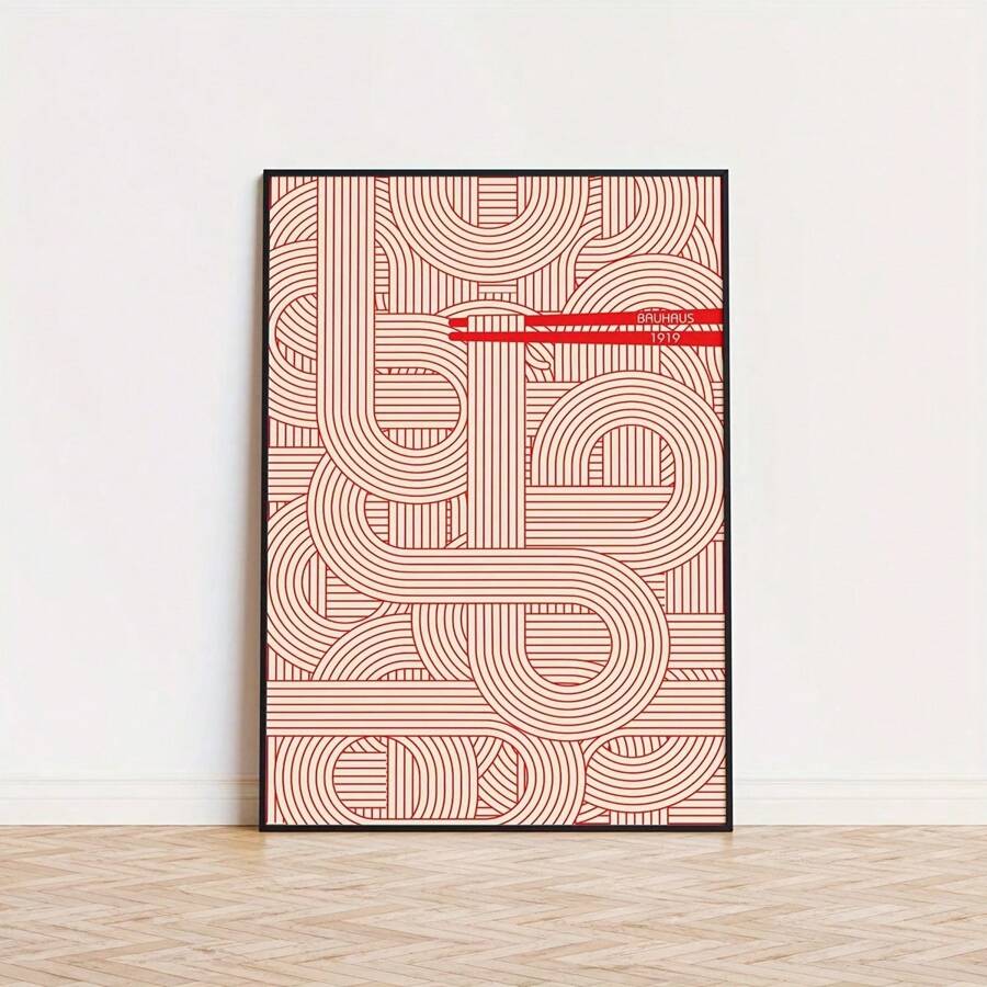 1pc, Canvas Hanging Painting, Framed Decorative Painting, Poster, Wall Art, Bauhaus Style Geometric Wall Art Print - Modern Red Abstract Canvas Poster For Home And Office Decoration Gifts Birthday Graduation