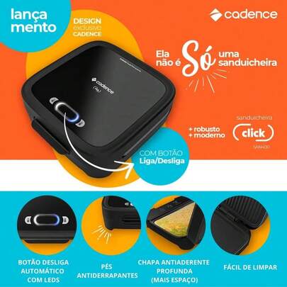 Sanduicheira Antiaderente Grill Chapa Elétrica Omeleteira Panquequeira Tapioqueira