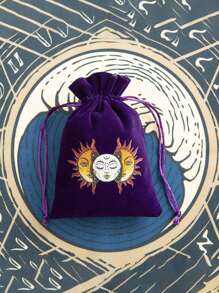 1/6pcs Hot Stamping Velvet Drawstring Pouches - Jewelry Bag - Polyester Tarot Pouch With Astrological, Celestial, And Tree Of Life Designs - Multipurpose Storage For Jewelry, Dice, Cosmetics - Perfect Gift For Travelers & Occult Enthusiasts - A2 - View 9