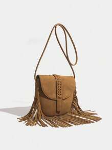 Southeast Asia Explosion Bag Female 2025 New Suede Cover Diagonal Tassel Bag - Camel - View 7