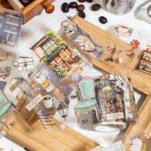 YUXIAN 1 卷 2M 秋季主题装饰胶带、复古创意美学贴纸、DIY 装饰剪贴簿工艺用品、节日礼物、个性化剪贴簿学校文具 - 彩色 - 查看 5