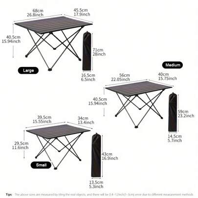  Ubravoo Outdoor Table pliante en aluminium ultra-légère pour campeurs, baroudeurs, voyageurs - Bureau compact portable avec surface anti-usure (grand/moyen/petit, cadre noir)