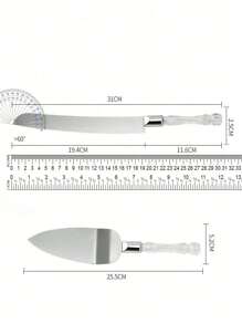 2Pcs/Set Wedding Cake Cutting Set, Including Stainless Steel Blade Cake Knife And Server, Silver Color With Acrylic Faux Crystal Handle, Perfect For Wedding, Bridal Shower, Anniversary, Housewarming And Birthday Gifts Christmas Gift Back To School