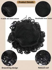 Peluca con moño desordenado y elástico para mujer, extensiones de cabello rizado y ondulado con coletero, fibra sintética para moño, para uso diario - Multicolor - Ver 3