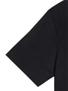 Men Moon Print Round Neck Short Sleeves Tee For Summer - Black - View 5