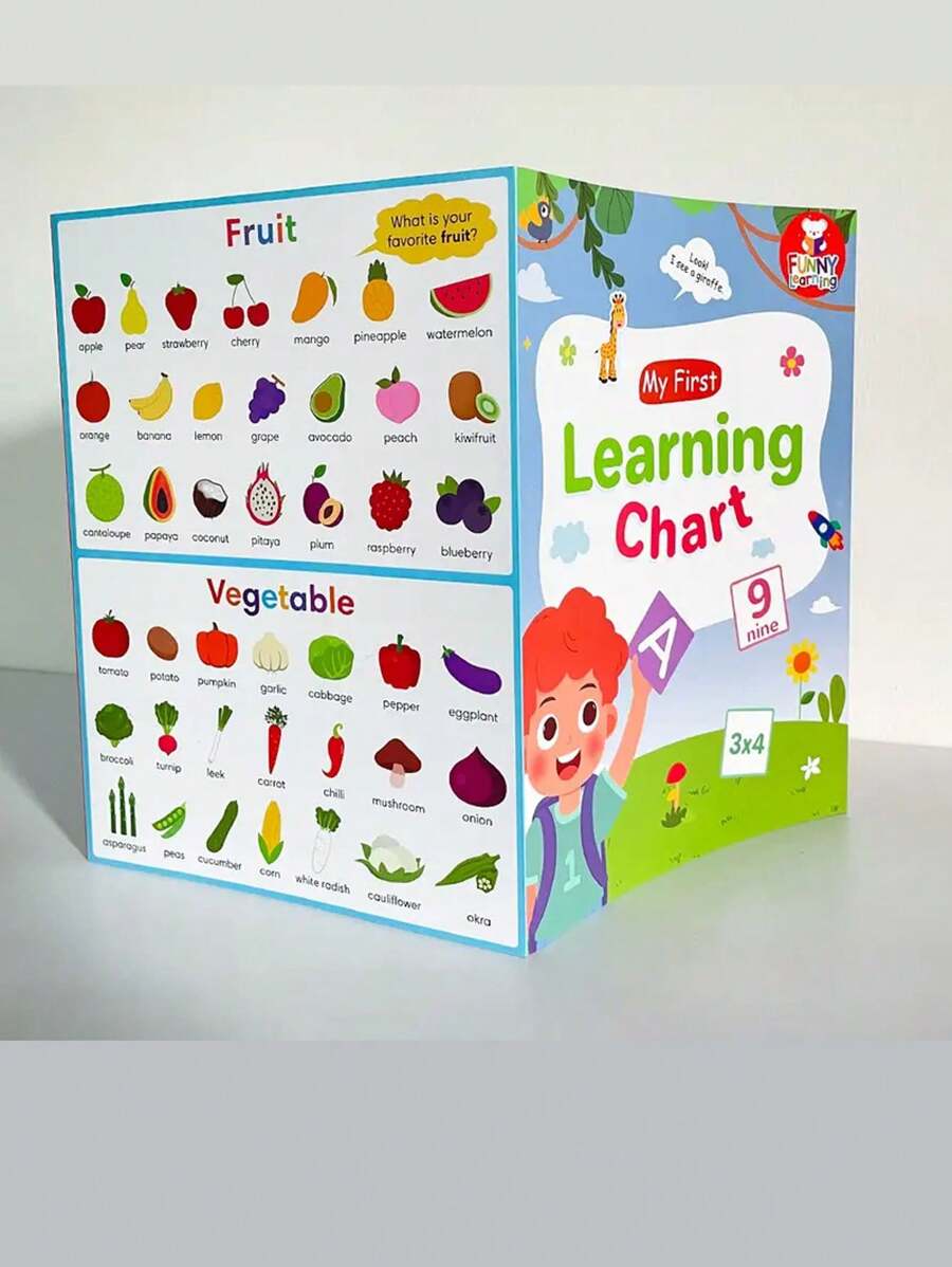 1pc My First Learning Wall Chart And Phonetic Vocabulary Building Poster Set, Preschool Educational Teaching Aid, Home Learning Activity, Paper Material - Multicolor - View 1