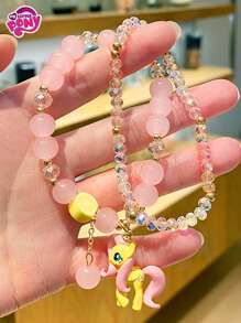 MY LITTLE PONY 1st My Little Pony Charm Armband, Cartoon Karakter Kralen Armband, Mode Accessoire Voor Twilight Sparkle, Rarity, Fluttershy, Pinkie Pie, Rainbow Dash, Geschikt Voor Buiten, Feest, Verjaardagscadeau