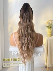 Klauw Paardenstaart Verlenging Haar Ombre 28 Inch Lange Water Wave Hittebestendige Vezel Synthetische Paardenstaart Haarstuk Voor Meisjes Vrouwen Feest Dagelijks Gebruikt