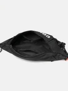 Bolsa de cintura informal de gran capacidad con estampado de letras para hombres, bolso bandolera multicompartimentos para el pecho para deportes, compras, ir al trabajo, viajes