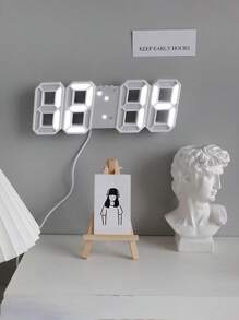 1 pièce Horloge réveil LED 3D numérique avec veilleuse, silencieuse, horloge électronique simple, horloge de bureau, horloge murale à brancher, ornement de bureau d'ordinateur, ambiant, horloge numérique 3D lumineuse, décoration de veilleuse pour chambre à coucher, salle de jeux e-sports