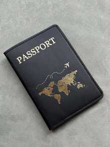 1 pièce Étui de passeport en PU créatif avec porte-billet, étui de passeport mode pour voyage de vacances, protection de l'étui de passeport