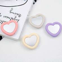 1 pieza Espejo de silicona con forma de corazón y soporte retráctil para teléfono con ventosa, conveniente para retoques de maquillaje, compatible con iPhone, Android, regalo para cumpleaños, familia y amigos, soporte y accesorios para teléfono