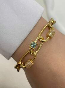 STYLEVER 1pc Gold Round Spring Clasp Bracelet Chain Bracelet,Gold Chain Bracelet,Screw Clasp Bracelet,Colorful Bracelet,Carabiner Chain