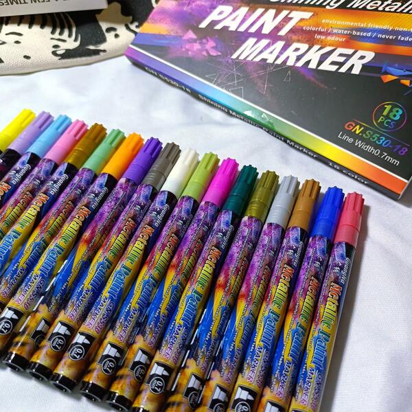GUANGNA Guangna 530 Flash Metal Marking Pen 12 Color 24 Color Set Paint Pen 0.7 Color Painting Water Based Marking Pen,School Supplies,Back To School