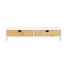 SoBuy BBF02 Soporte para pantalla de monitor Elevador de monitor Elevador de pantalla Soporte para monitor con 2 cajones Blanco WHT aprox.: 47x11x18cm - Gris - Ver 2