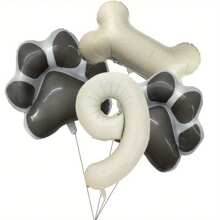 狗狗生日派对气球数字 1-9，适合生日派对、爪子和骨头形状宠物庆祝装饰