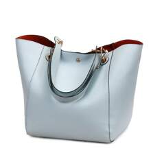 Tote Bags For Women Shoulder Bags Women Pu Leather Bag Waterproof For Shopping Work Travel Gift - Baby Blue - View 1