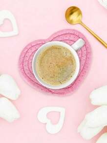 4pcs Valentine's Day Heart Coasters Handmade Braided Heart Coasters Pink Red Cup Mat, Anti Slip Absorbent Drinks Mat For Home Restaurant Tea Coffee Bar Decoration