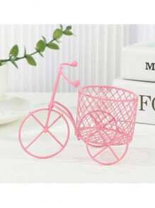 1 đồ trang trí xe ba bánh bằng kim loại màu hồng và trắng, có thể dùng làm giỏ đựng kẹo, hộp đựng mỹ phẩm, hộp quà kẹo cưới, đồ trang trí đám cưới sáng tạo - Hồng - Xem 1