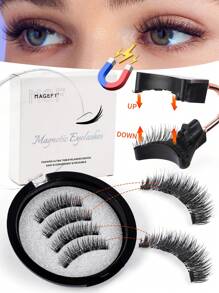 MAGEFY 1 Pair Manga Reusable Magnetic Suction False Eyelash Kit,Equipped With Magnetic Clips,Natural Looking, 3D Natural Spiky Manga Lashes Fluffy Wispy Soft Lashes Fake Eyelashes False Eyelashes Strip,Comic Pointed Tail Style Style, Magnetic Lashes, End Eye Elongated Faux Mink Strip Lashes, Suitable For Parties Or Gift For Women&Girls, Ultra-Light Lashes Package - 交叉款 - 查看 12