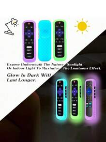 TV Remote Control Cover For Roku TV Remote/Roku Simple Remote/Roku Voice Remote (Not With Headphone Jack) For Office, Voice Remote Control Battery Cover, Glow-In-The-Dark Universal Silicone Case, Never Lose Battery Cover, Wide Compatibility, In Various Colors, Cover Can Glow In The Dark. Full Protection, Seamless - Multicolor - View 11