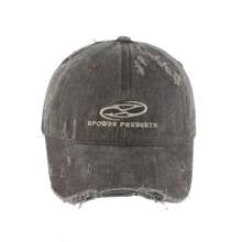 1pc Women's Embroidered Distressed Washed Baseball Cap, Fashion Casual Streetwear Sun Hat Suitable For Daily Wear And Outdoor