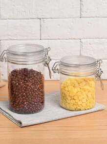 带密封盖的玻璃储物罐，用于腌制蔬菜、糖果、干果、谷物等，防潮家居收纳盒 - 彩色 - 查看 3