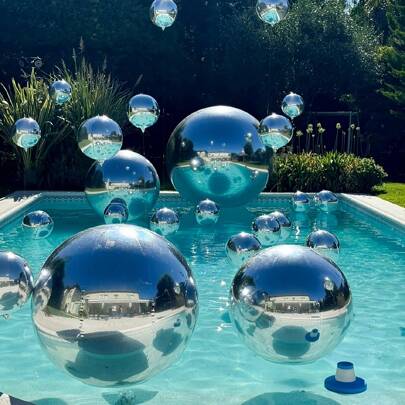 39 piezas de Globos de aluminio redondos 4D - Globos brillantes, globos 360, globos metálicos, globos plateados, perfectos para celebraciones.