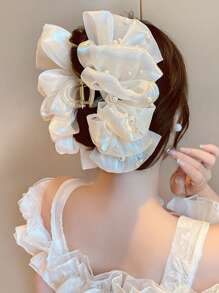 1 pièce Pince à cheveux élégante, luxueuse et de conception minimaliste avec maille et décoration de faux perles, convenant pour le port par les femmes lors de soirées