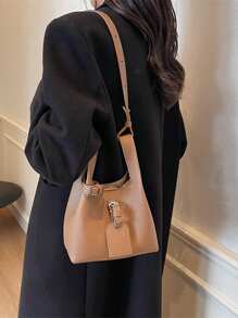 休闲简约时尚 PU 皮革单肩包/斜挎包/手提包 带内袋