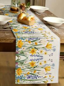 1 pezzo Runner da tavolo, runner da tavolo floreale vintage di primavera/estate, tovaglia, decorazione per cucina e sala da pranzo domestica, decorazione floreale di fattoria stagionale, forniture per feste interne/esterne, adatto per ristorante e casa - Multicolore - Visualizzare 1