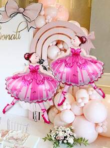 2 个粉色和紫色芭蕾女孩铝箔气球，适合生日派对、家居装饰、婚礼、新娘送礼会、毕业典礼、芭蕾主题派对