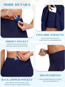 JoyGirl 20-Inch Tennis Skirt, High Waist Shorts, Sports Golf Skirt, Fitness Skirt With Pockets - Royal Blue - View 5
