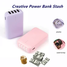 1 Counterfeit Power Bank Hidden Cash Box, Jewelry Key, Secret Safe Box, Cash Hidden Creative Container, Female Family Travel Privacy Prevention, Robbery/Thief Hidden Cash Box, Storage Of Cash, Cards, Keys, Etc USB, Rings, Coins, Pills - Multicolor - View 6