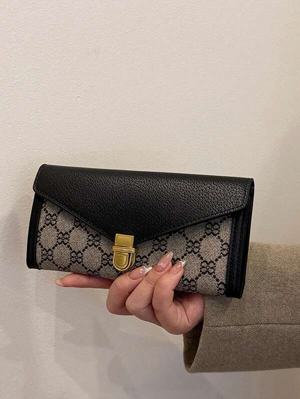 1 pièce Portefeuille trifold en PU à imprimé floral rétro pour femmes, grande capacité, fentes pour cartes multiples, avec fermeture éclair, porte-monnaie, pochette, portefeuille long, cadeau de vacances