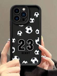 1pc Customizable Matte Black/Football Element Phone Case, With Custom Player Number And Signature, High Definition UV Printing, Compatible With IPhone 16 Pro Max/16 Pro/16 Plus/16/15 Pro Max/15 Pro/15/14 Pro Max/14 Pro/14/11/11 Pro Max/12/12 Pro/12 Pro Max/13 Pro Max/13 Pro/13/J4/J6/J7/J2/13C/X7B/X8B/A13/A14/A15/A54/A55