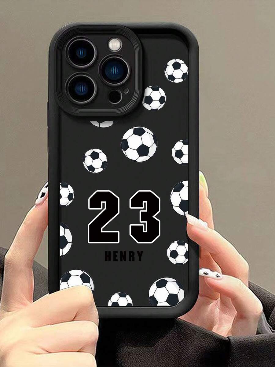1pc Customizable Matte Black/Football Element Phone Case, With Custom Player Number And Signature, High Definition UV Printing, Compatible With IPhone 16 Pro Max/16 Pro/16 Plus/16/15 Pro Max/15 Pro/15/14 Pro Max/14 Pro/14/11/11 Pro Max/12/12 Pro/12 Pro Max/13 Pro Max/13 Pro/13/J4/J6/J7/J2/13C/X7B/X8B/A13/A14/A15/A54/A55